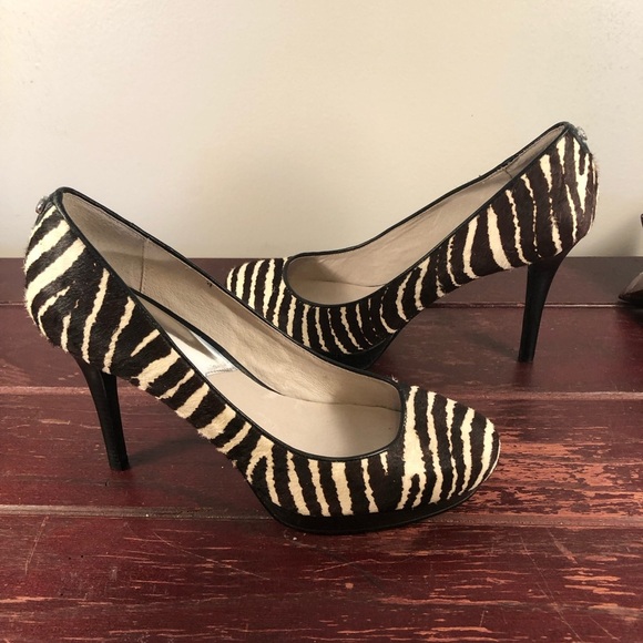 Michael Kors Amara Zebra Print Heels Real Calf Hair Brown/Cream Size 9.5 NWT - Picture 2 of 7